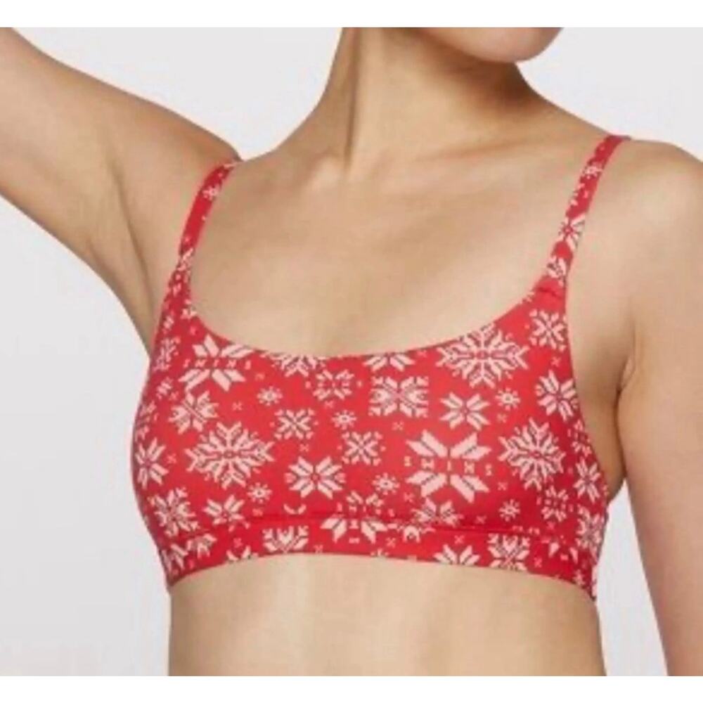 SKIMS Bralette SCOOP LARGE Red White Fits Everybody Wireless Stretch 2024